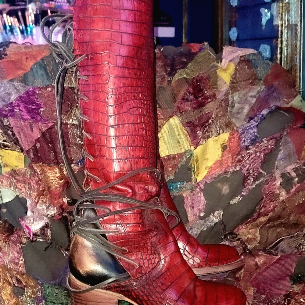 Freebird Red Croc boots